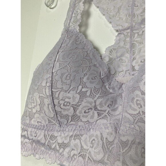 Tranquil & True Bralette Bra Womens Plus Size 1X Lilac Lace Floral Racerback - Picture 9 of 11